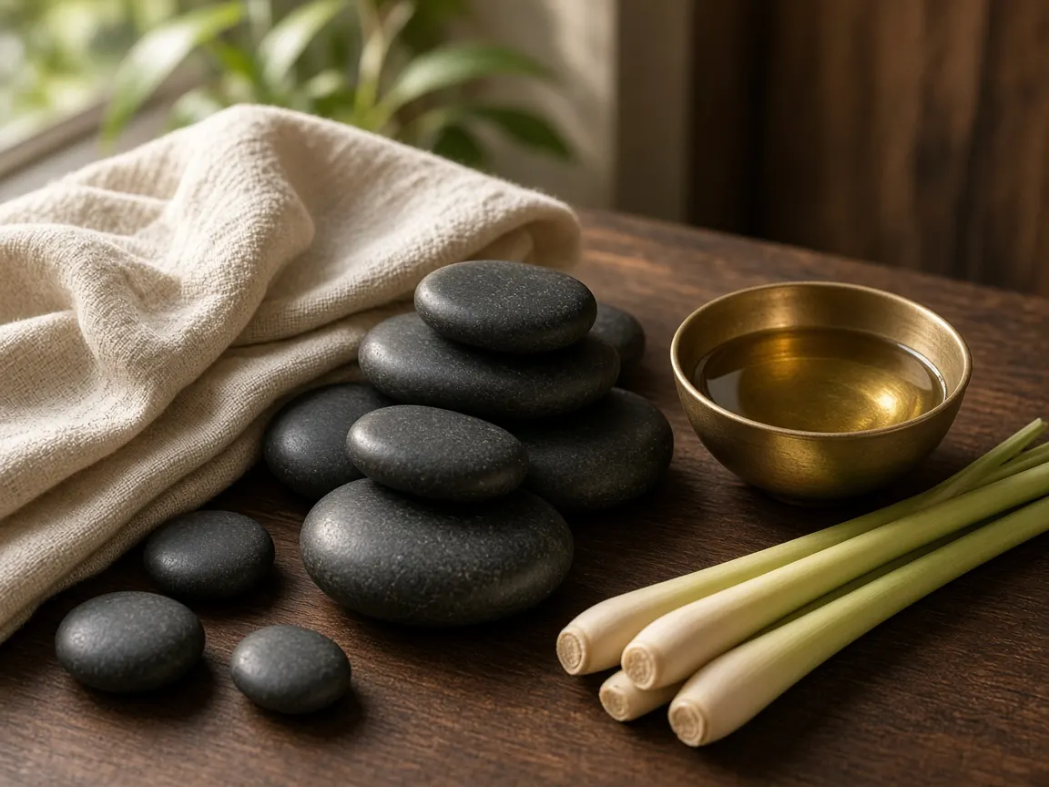 Warm stone. Lemongrass. Time slows.